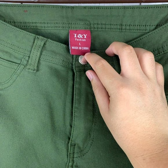 T&Y Large Skinny Fit Stretch Mid Rise Green Jeans Pants Denim Women - Picture 3 of 9